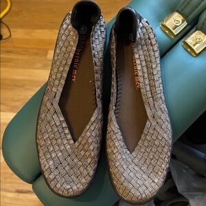 bernie mev. Women's Silver Woven Loafers